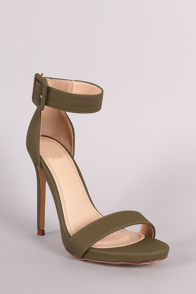 Nubuck Buckled Ankle Strap Stiletto Heel