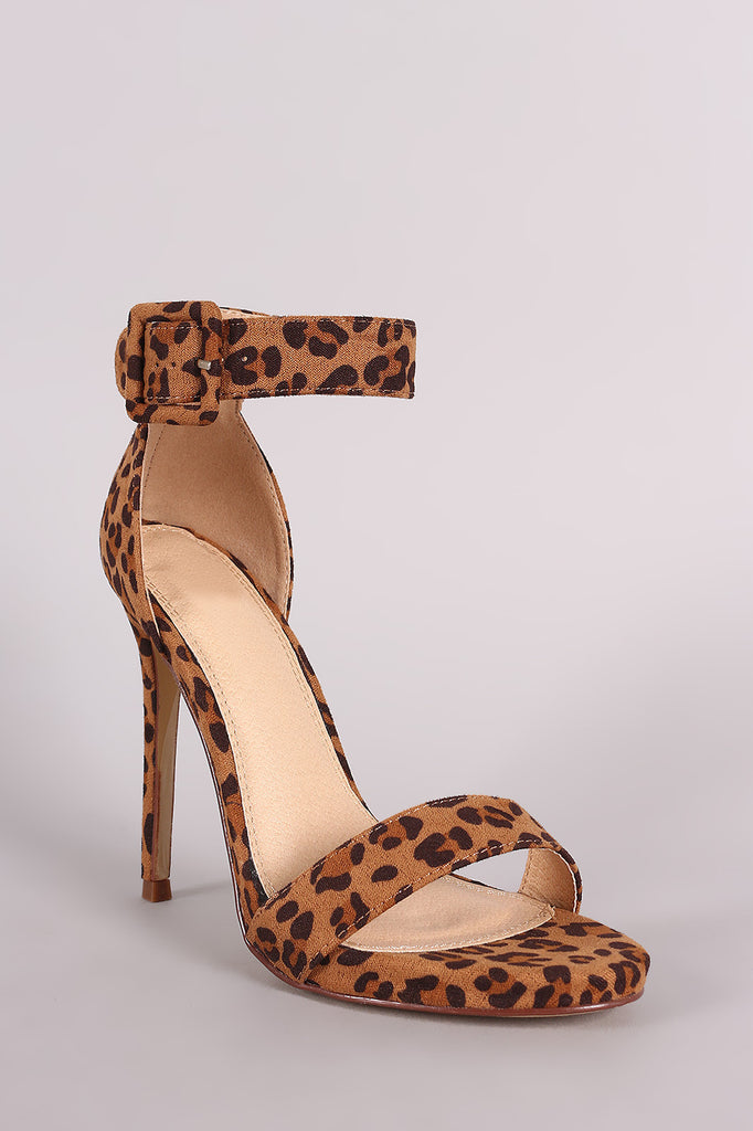 Leopard Buckled Ankle Strap Stiletto Heel