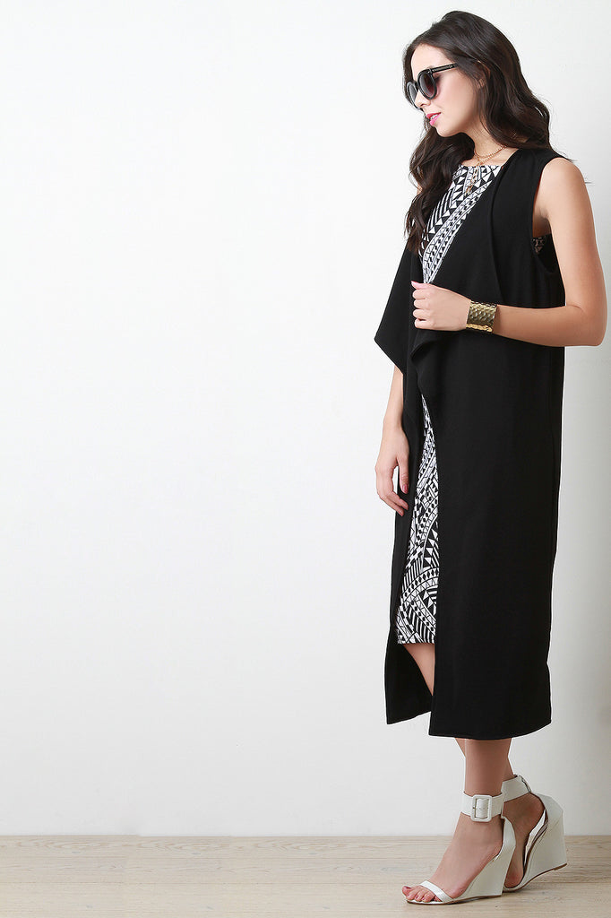 Draped Collar Sleeveless Vest