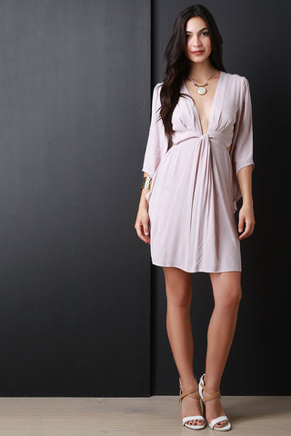 Deep V Neck Bell Sleeve Dress