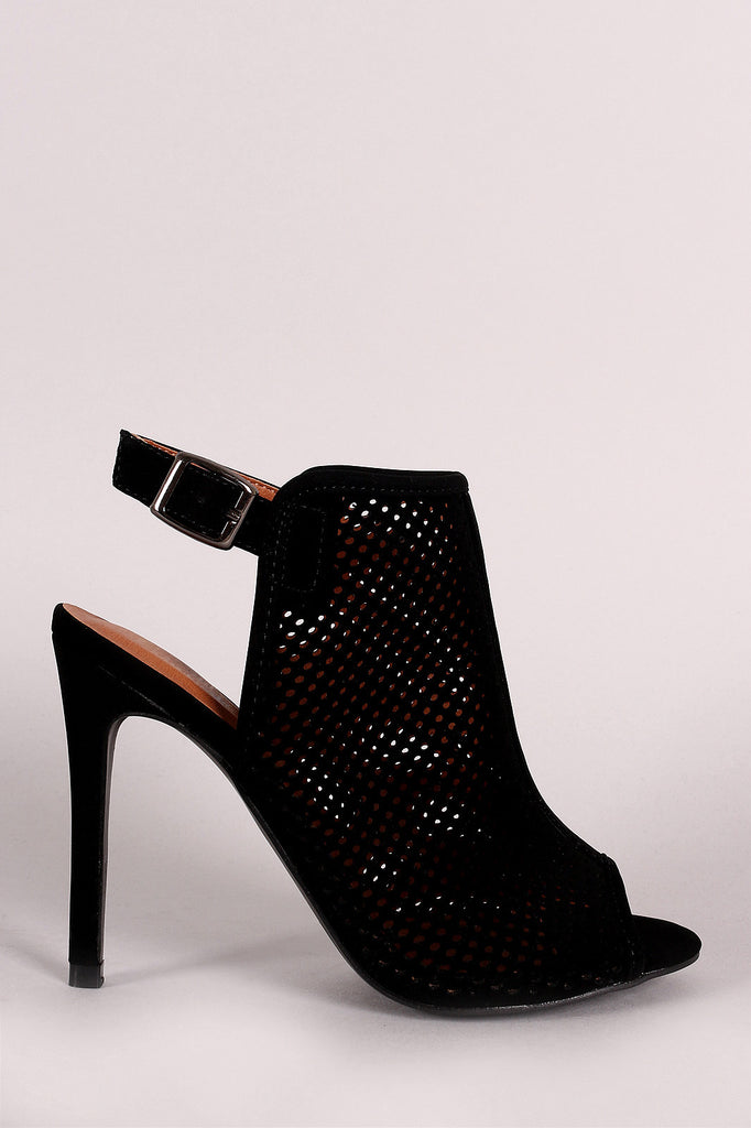 Perforated Nubuck Peep Toe Stiletto Heel