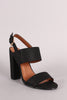 Double Band Open Toe Slingback Chunky Heel