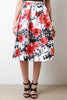 Taffeta Floral A-Line Midi Skirt