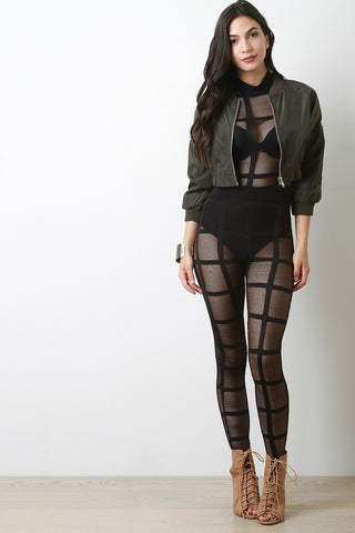 Zip-Up Crop Bomber Jacket