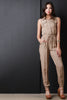 Button Up Drawstring Sleeveless Jumpsuit