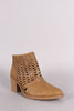 Qupid Perforated Cowgirl Chunky Heeled Booties