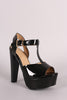 Patent T-Strap Peep Toe Chunky Platform Heel