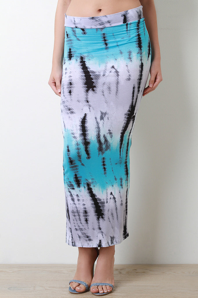 Tie Dye Color Block Maxi Skirt