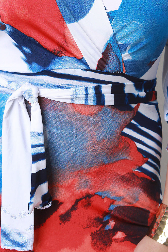 Floral Print Surplice Side Slit Maxi Dress