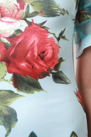 Sheer Flare Sleeve Bodycon Dress