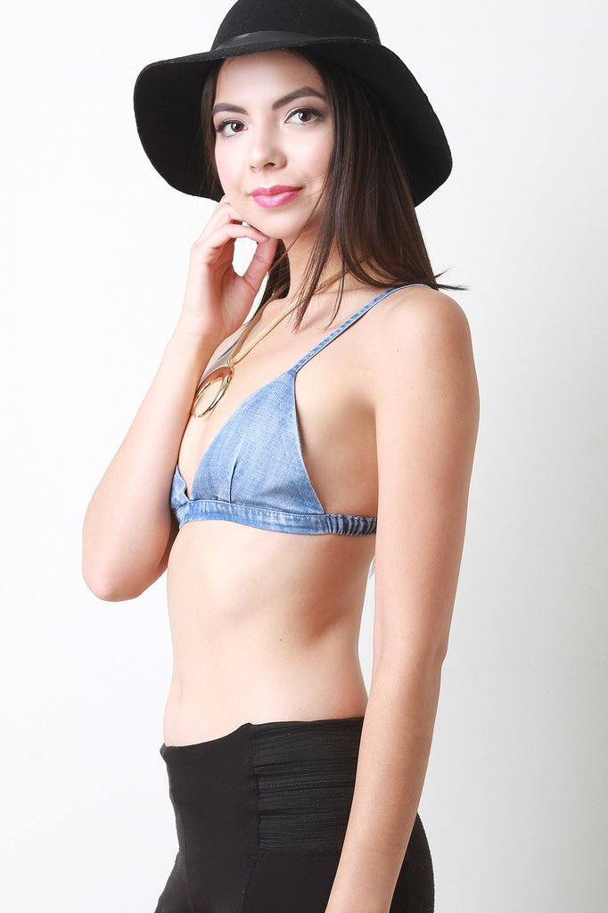 Chambray Triangle Bralette Top